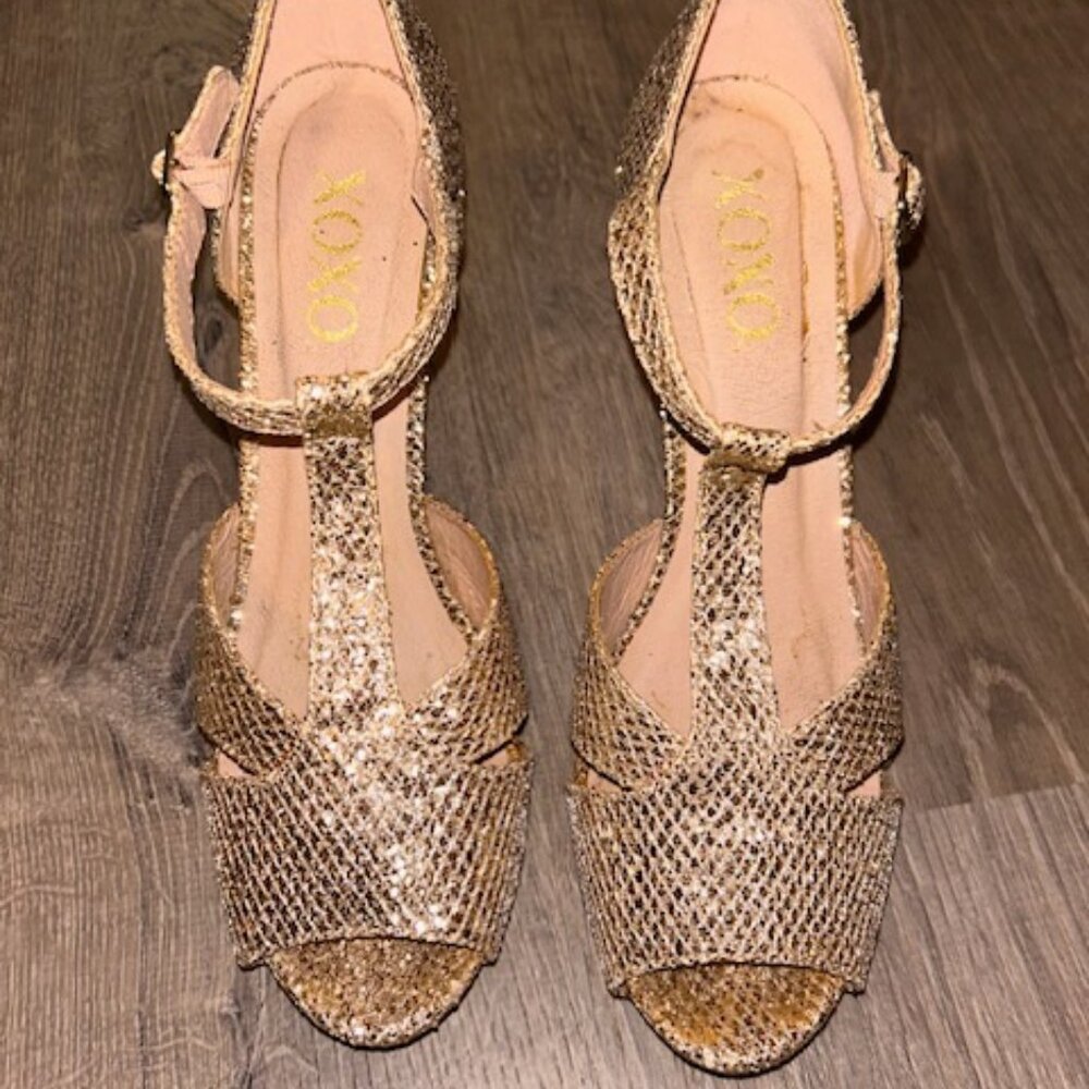 Gold glitter heels, SZ 8.5